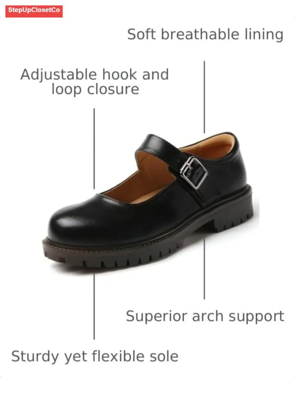Women's Chunky Platform Mary Jane Flats with Memory Foam Insole